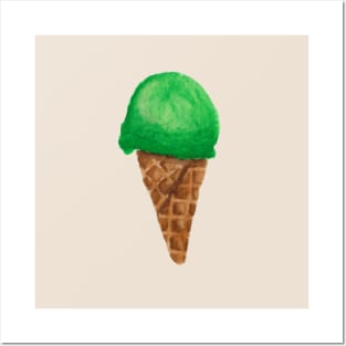 Green Ice Cream Watercolour Posters and Art